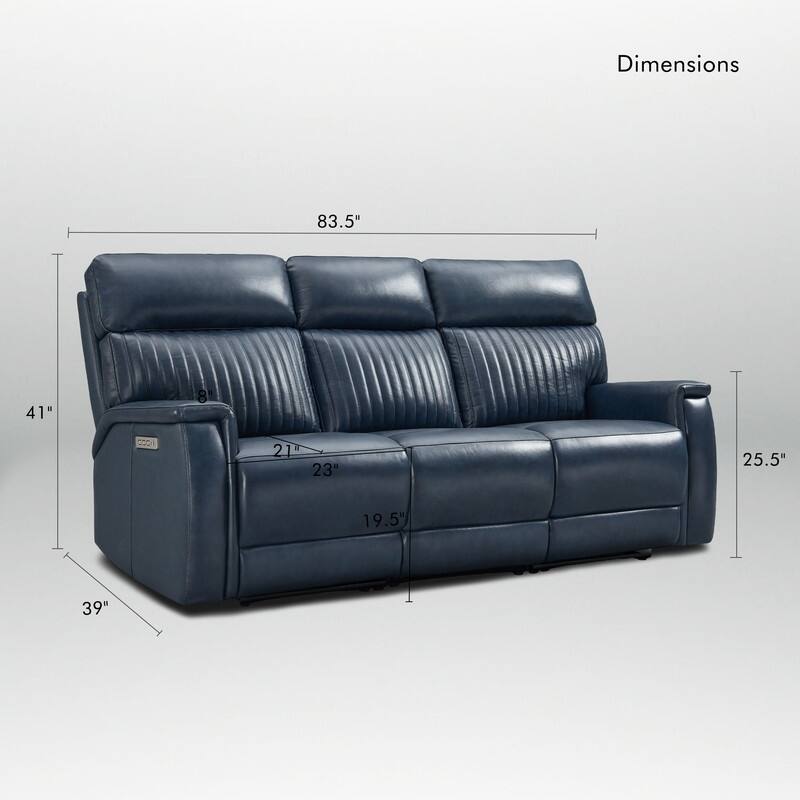 Genuine Leather Zero Gravity Power Reclining Sofa with Headrest, Lumbar & USB, Living Room Set