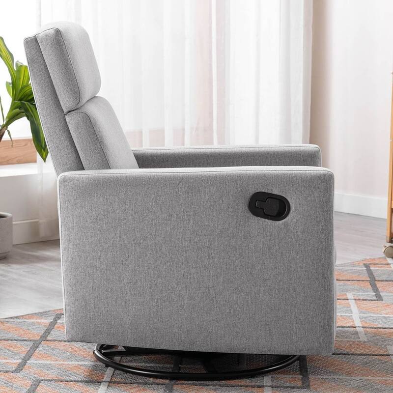 Modern 360° Swivel Sliding Linen Upholstered Recliner
