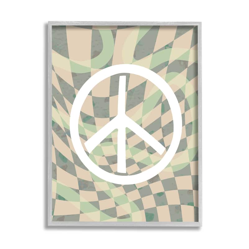 Stupell Retro Peace Symbol Framed Giclee Art Design by Daphne Polselli - 24 x 30 - Grey