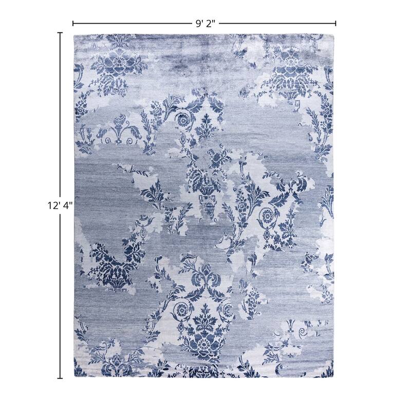 Modern One-of-a-Kind Hand-Knotted Area Rug, Blue - 9' 2" x 12' 4"