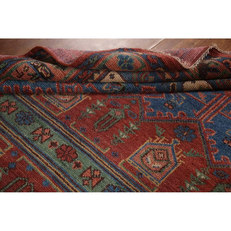 Geometric Red Sirjan Oriental Area Rug Hand-knotted Wool Carpet - 8'0"x 9'10"