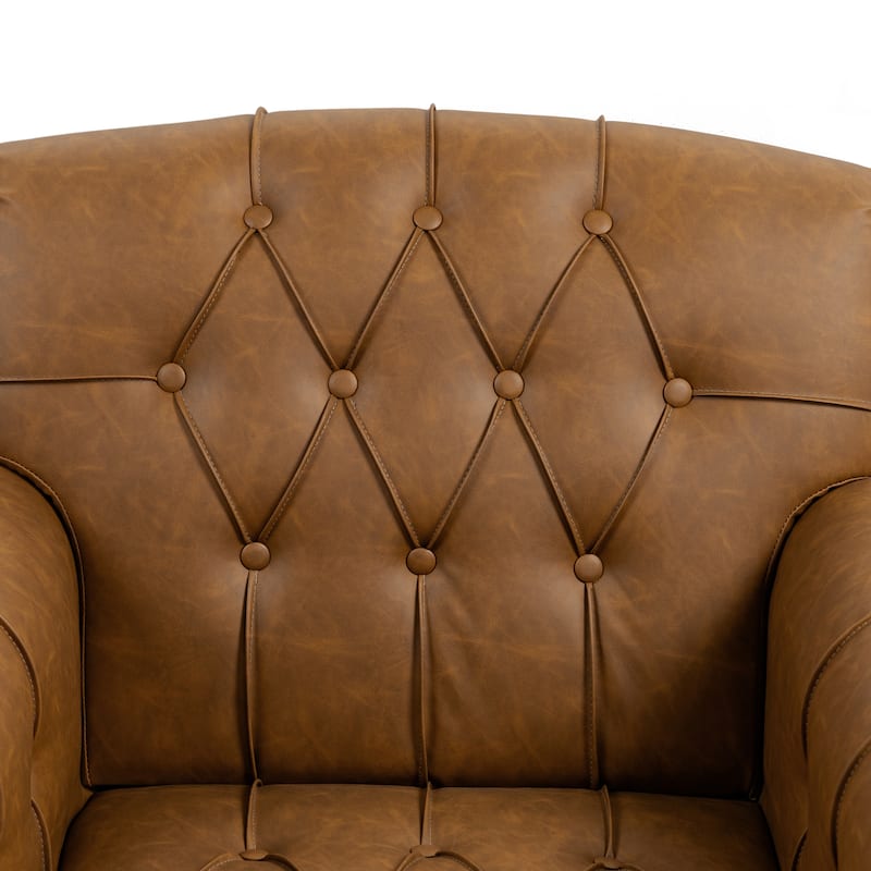 Tufted Vegan Leather Accent Chair Upholstered Armchair