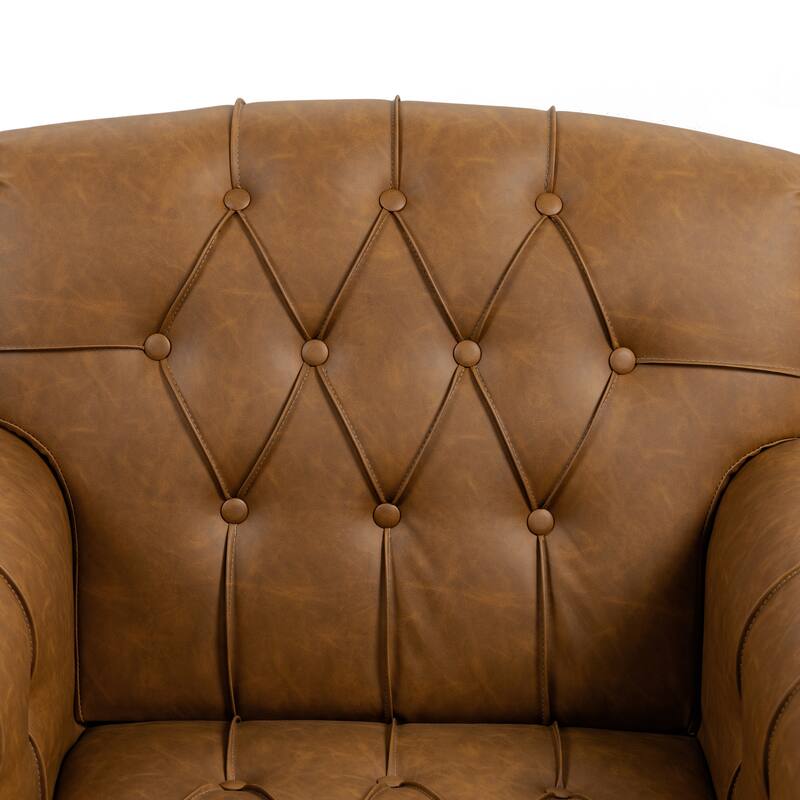 31" W Tufted Vegan Leather Accent Chairs for Living Room Set of 2