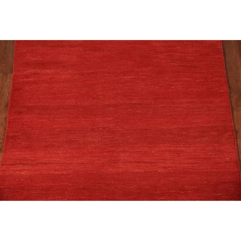 Gabbeh Modern Rug Handmade Oriental Red Wool Carpet - 3'6" x 5'10"