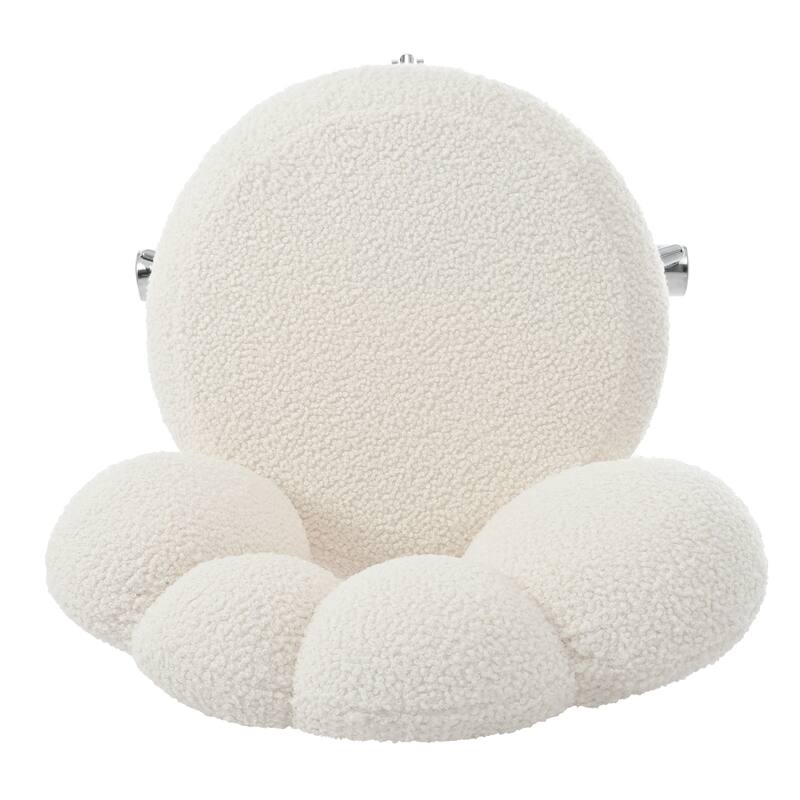 White Modern 24.6" Upholstered 360° Swivel Accent Chair with Five Durable Casters and High-Density Soft Sponge