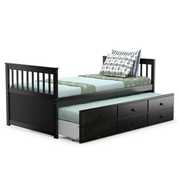 slide 2 of 8, Alternative Twin Captain's Bunk Bed-Espresso