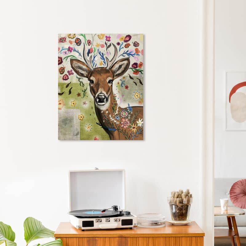 Wynwood Studio Canvas Animals Natural Fawn Blossom Brown Wall Art Canvas Print - 20 x 24