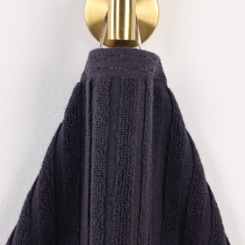 Blue Nile Mills Modern Ribbed 100% Cotton Quick-Dry 3-Piece Towel Set - Black