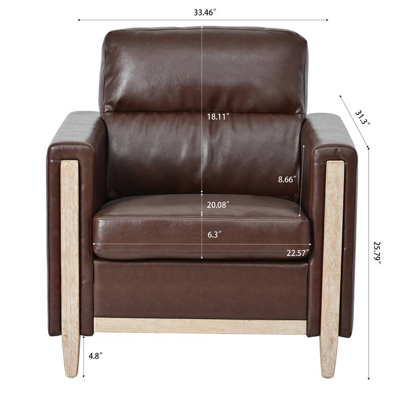 1-Seater Sofa with High-Resilience Sponge, Solid Wood Frame for Small Spaces
