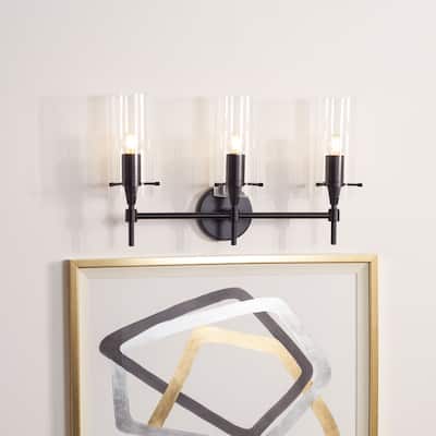 SAFAVIEH Lighting Norala 3-light LED Vanity Sconce - Matte Black - 21"W x 5"D x 13"H