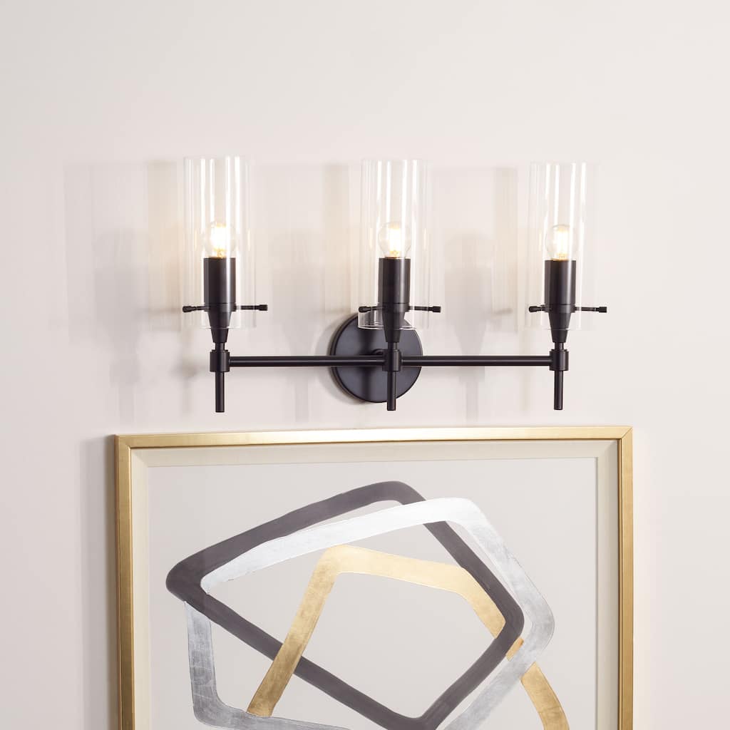 SAFAVIEH Lighting Norala 3-light LED Vanity Sconce - Matte Black - 21"W x 5"D x 13"H