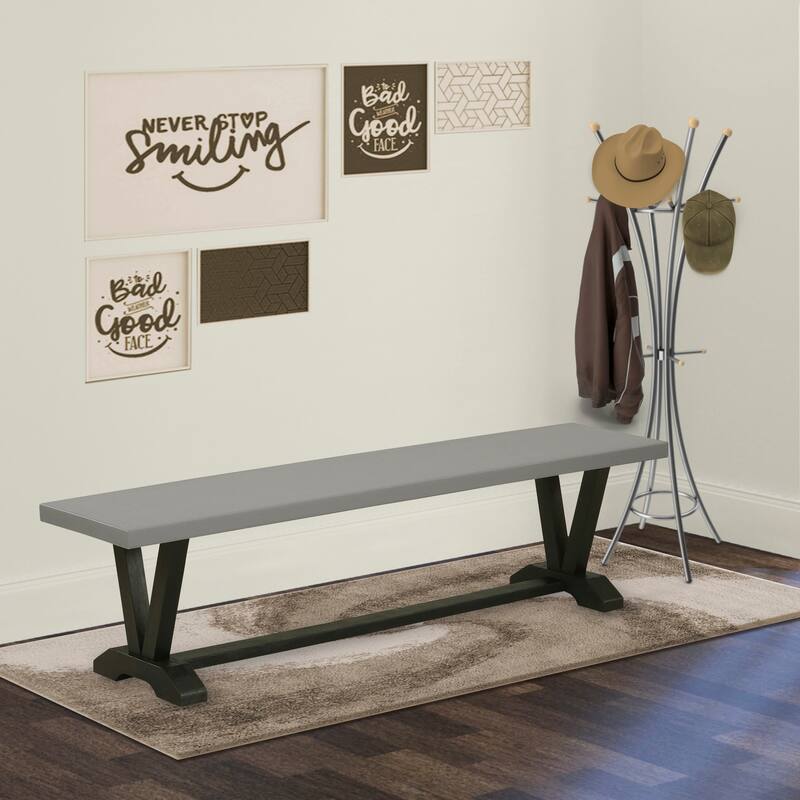 East West Furniture V-Style Modern Dining Room Bench with Wooden Seat, 72x15x18 Inch(Finish Options) - 72 - VB697