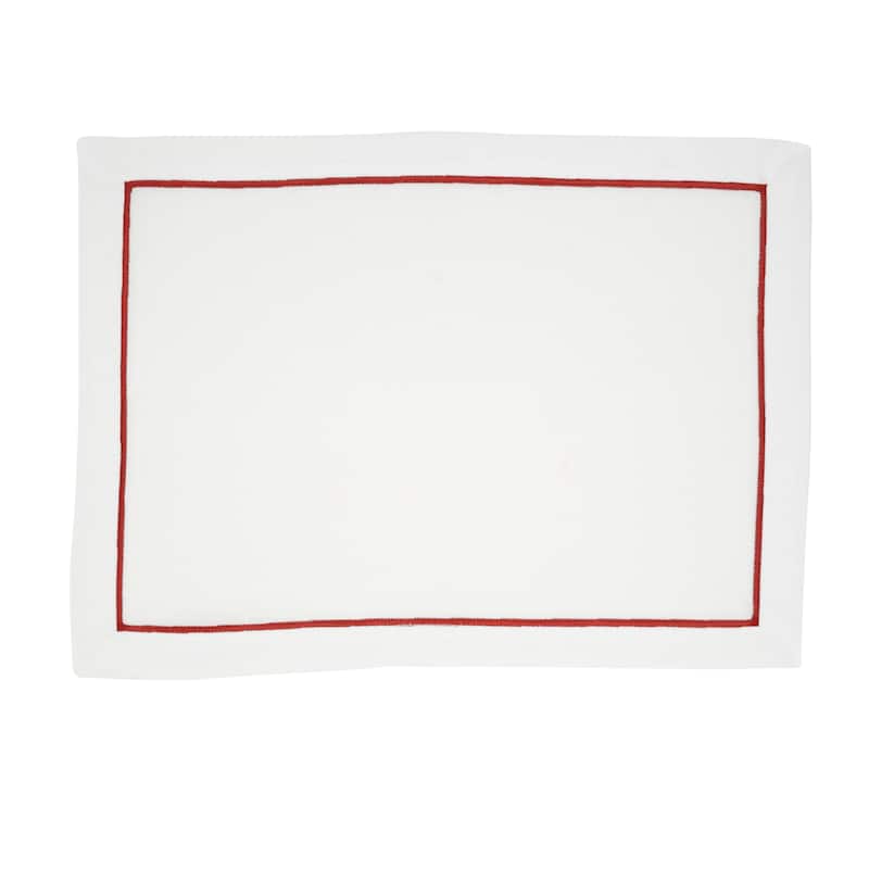 Embroidered Line Design Placemat (Set of 4) - 14"x20" - Rust