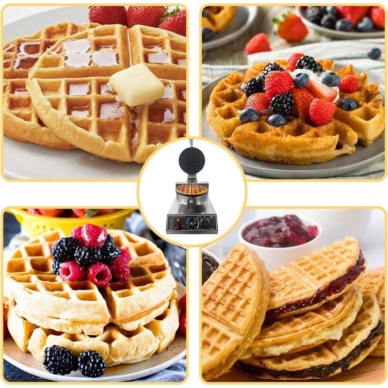 Commercial Waffle Maker, 1200W Stainless Steel Belgian Waffle Iron with Timer & Temp Control, Pro Waffle Maker