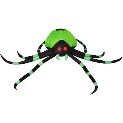 Haunted Hill Farm 6.5-Ft. Inflatable Pre-Lit Black and Green Spider