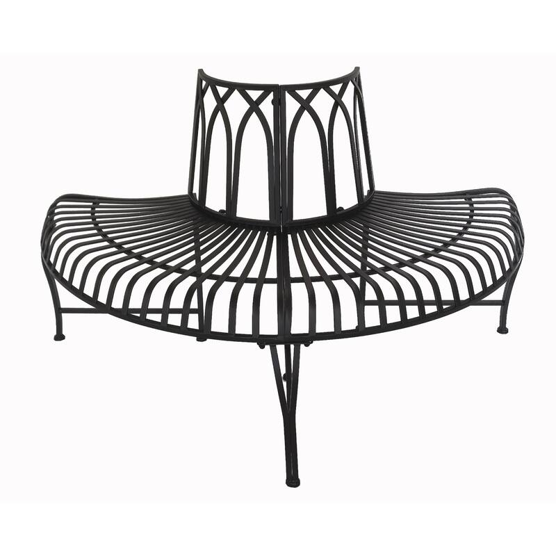 Semi Circle Tree Wrap Outdoor Garden Bench - 52" - Black