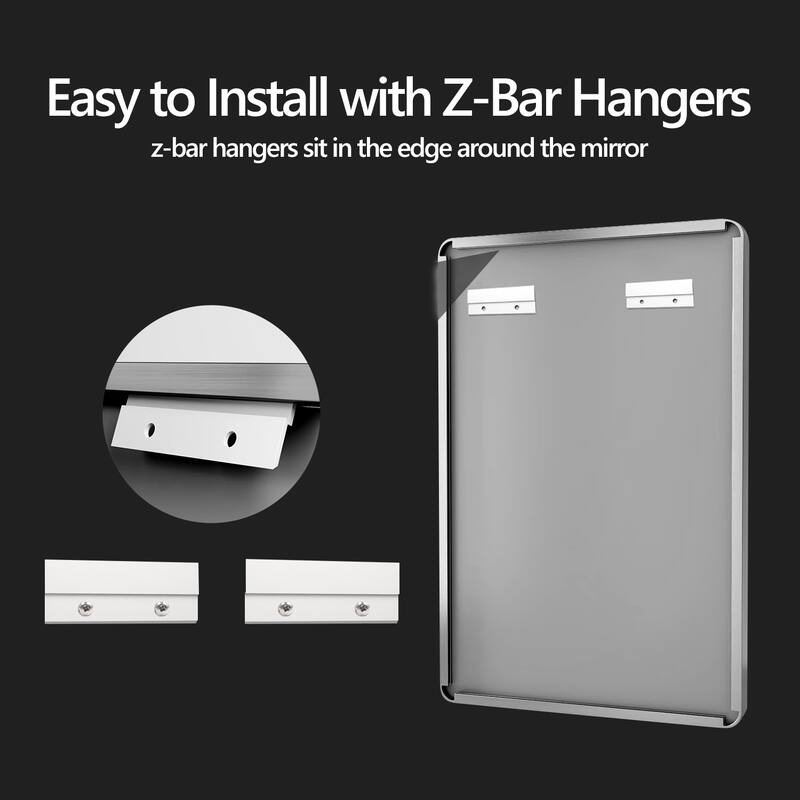 36x30 Inch Brushed Nickel Aluminium Frame Bathroom Mirror