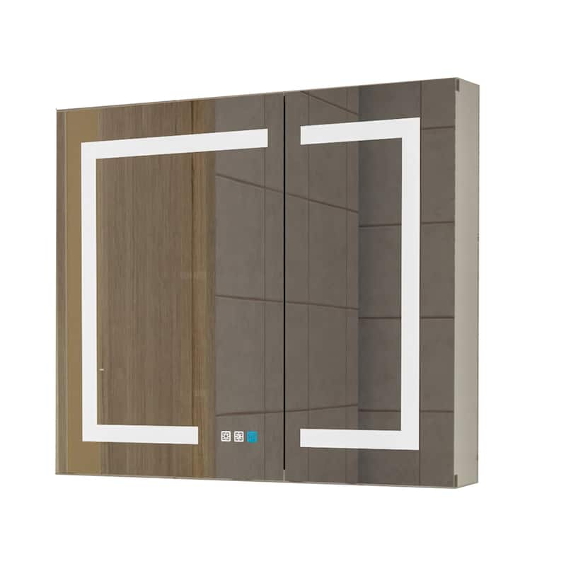 30" Aluminum Surface Mount Medicine Cabinet with Mirrors and Shelves