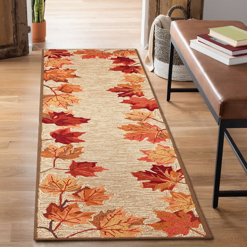 Liora Manne Ravella Falling Leaves Border Indoor/Outdoor Rug