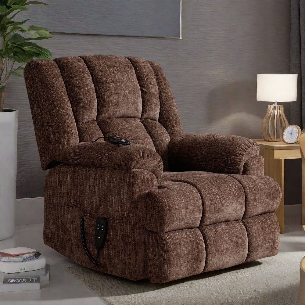 Power Lift Recliner Chair with Dual Motor, Massage and Lumbar Heat, Chenille Upholstery, Infinite Position Adjustment