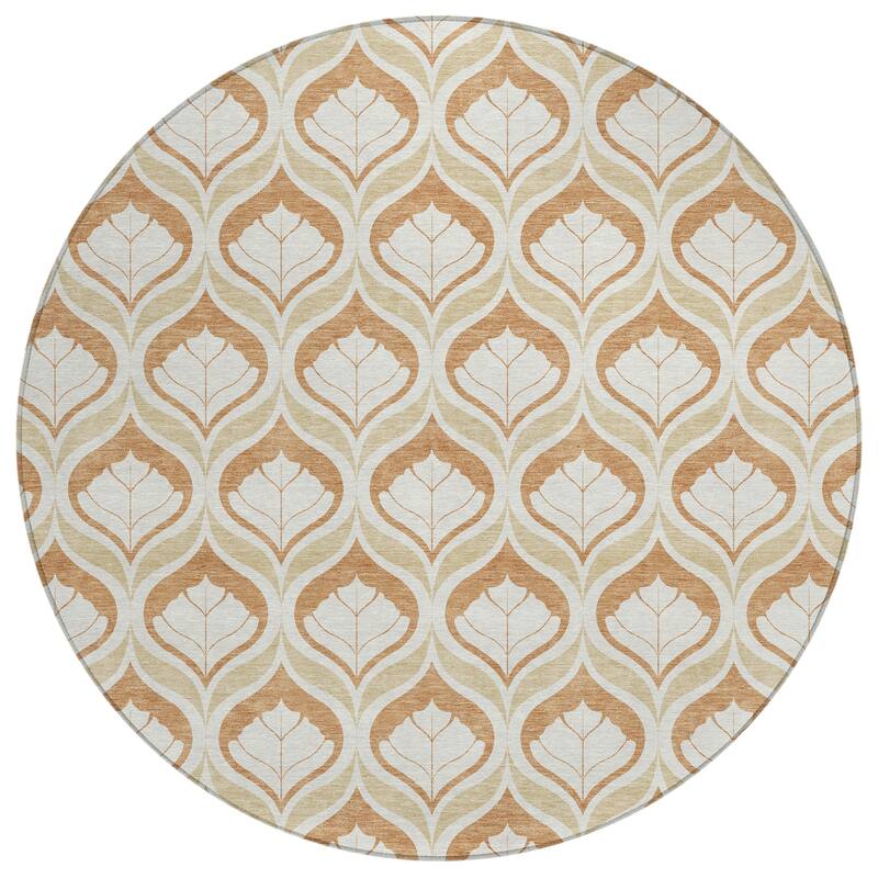 Machine Washable Indoor/ Outdoor Modern Trellis Chantille Rug