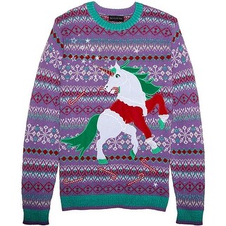 Shop Blizzard Bay Womens Sweater Purple Size Xl Crewneck Unicorn