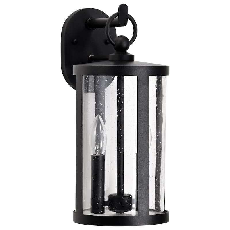 Broadstone 2 Light Large Wall Lantern Matte Black with Clear Seeded Glass