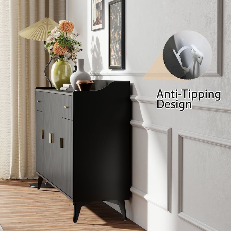 Wooden Accent Cabinet, Sideboard Credenza or TV Stand with Cabinet Doors and Adjustable Shelves