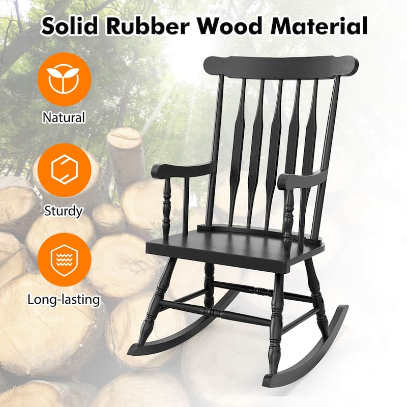 Costway Set of 2 Wood Rocking Chair Glossy Finish - See Details