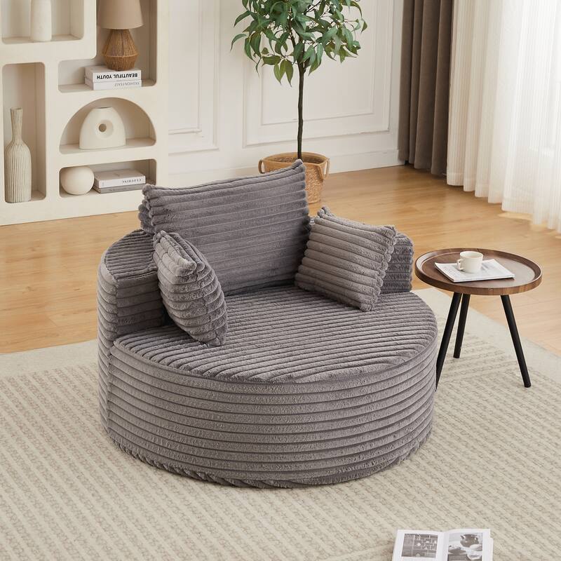 Corduroy Sponge single sofa,No Assembly Required,Fluffy Modern Sleeper Chair for Living room, Bedroom