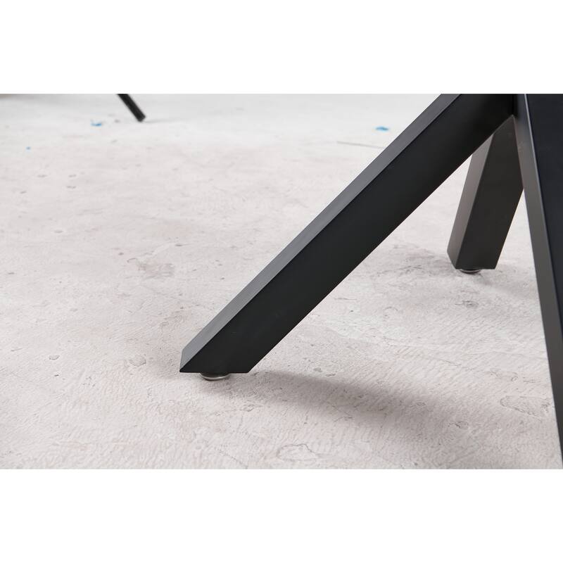 Round Dining Table for 4-6 People, Kitchen Dining Table with MDF Table Top & Metal Cross Legs, Mid-Century Leisure Coffee Table