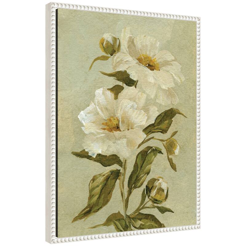 Kate and Laurel AQ Floral No 9 by Annie Quigley Framed Canvas Wall Art Print - 18 x 24 - White