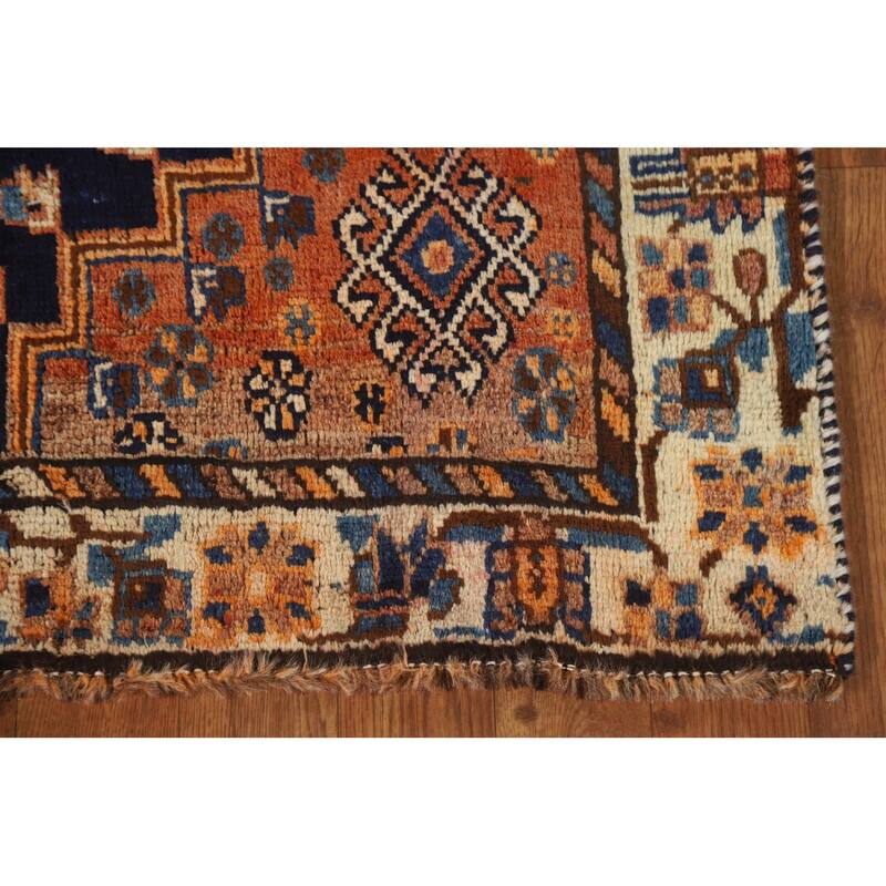Tribal Qashqai Persian Antique Area Rug Handmade Wool Carpet - 3'6"x 7'9"