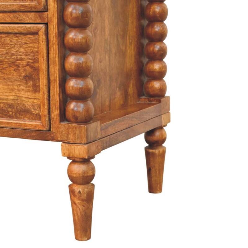 Artisan Furniture Solid Wood Spindle Leg Amber Oak Nightstand, Brown, 2-Drawers