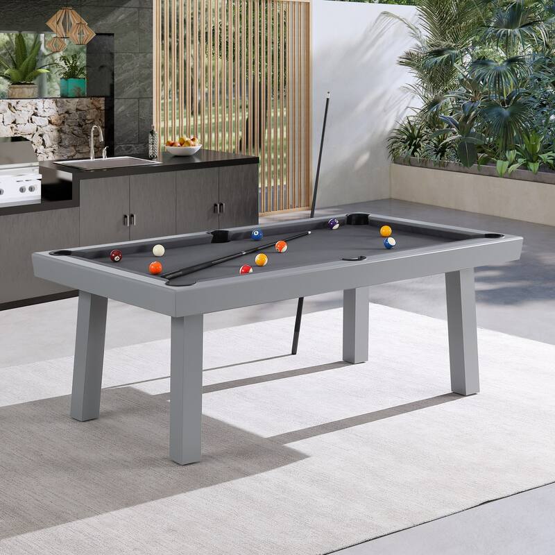 Laguna Indoor/Outdoor 7ft Slate Pool Table with Dining Top & Accessories, Cement Finish