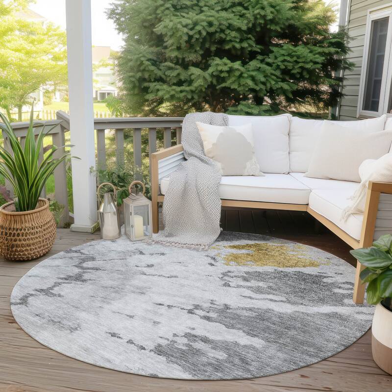 Machine Washable Indoor/ Outdoor Chantille Tie Dye Modern Rug