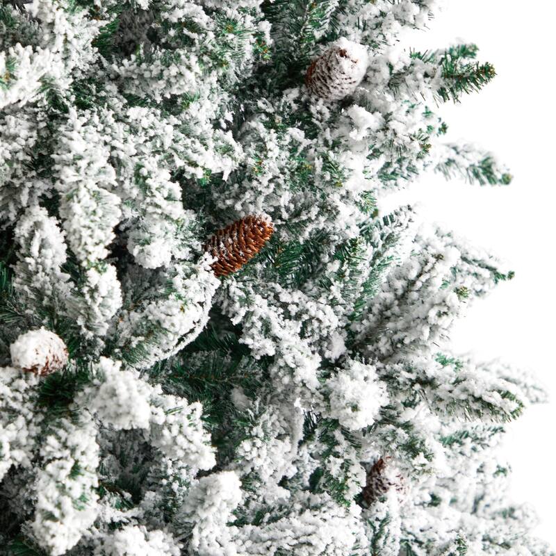 8Ft Artificial Christmas Tree with Warm Lights & Pine Cones - Holiday Decor - Green - 96