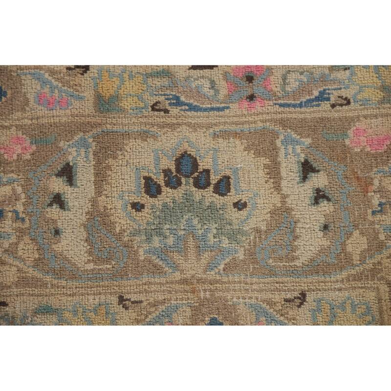 Hand Knotted Oriental 100% Wool Carpet Traditional Floral Oranges & Rust Mashad Area Rug - 11' 2'' X 8' 1''