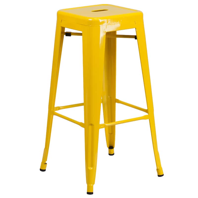 23.75-inch Square Metal Indoor-Outdoor Bar Table Set - 27.75"W x 27.75"D x 40"H