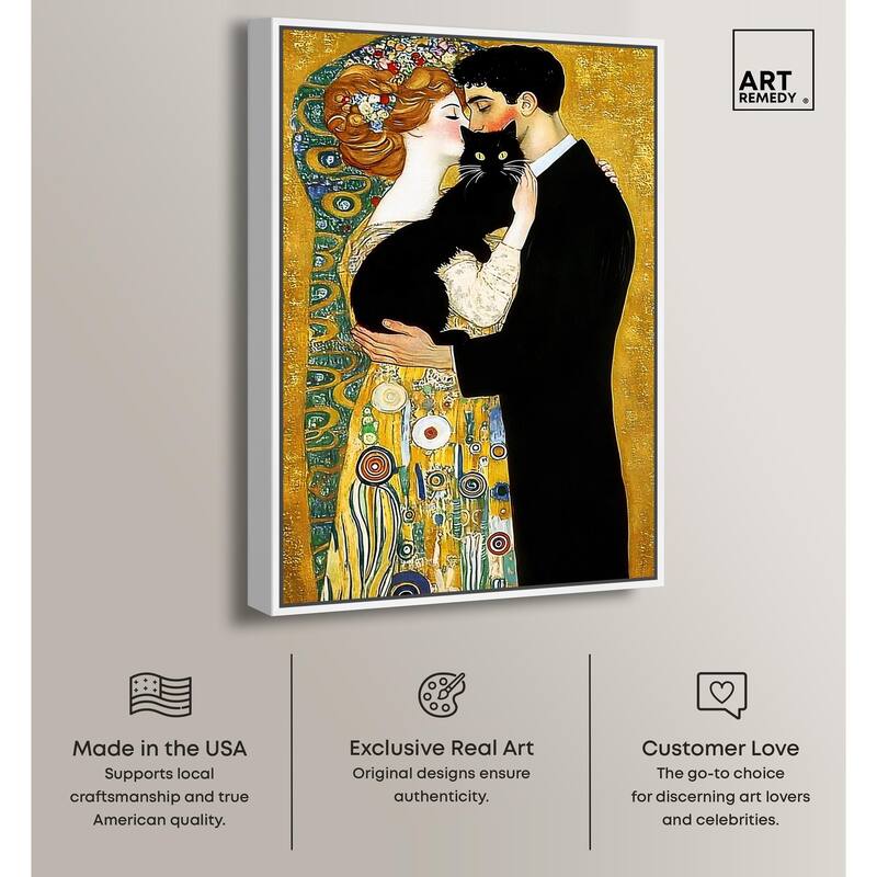 Kiss with Cat Canvas by Art Remedy