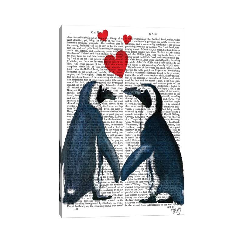 iCanvas "Penguins With Love Hearts" by Fab Funky Canvas Print