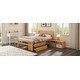 preview thumbnail 15 of 13, Natural Full Size Wood Platform Bed with Storage Shelves and 2 Under-bed Storage Drawers