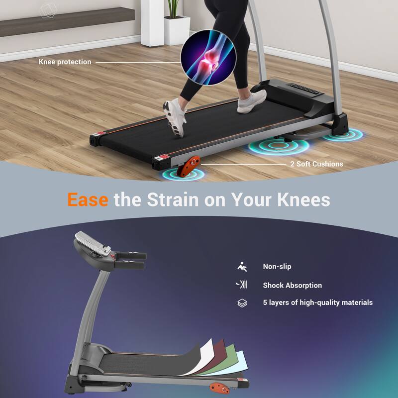 Easy Folding Treadmill for Home Use, 2.5HP Electric Running, Jogging & Walking Machine with Device Holder & Pulse Sensor