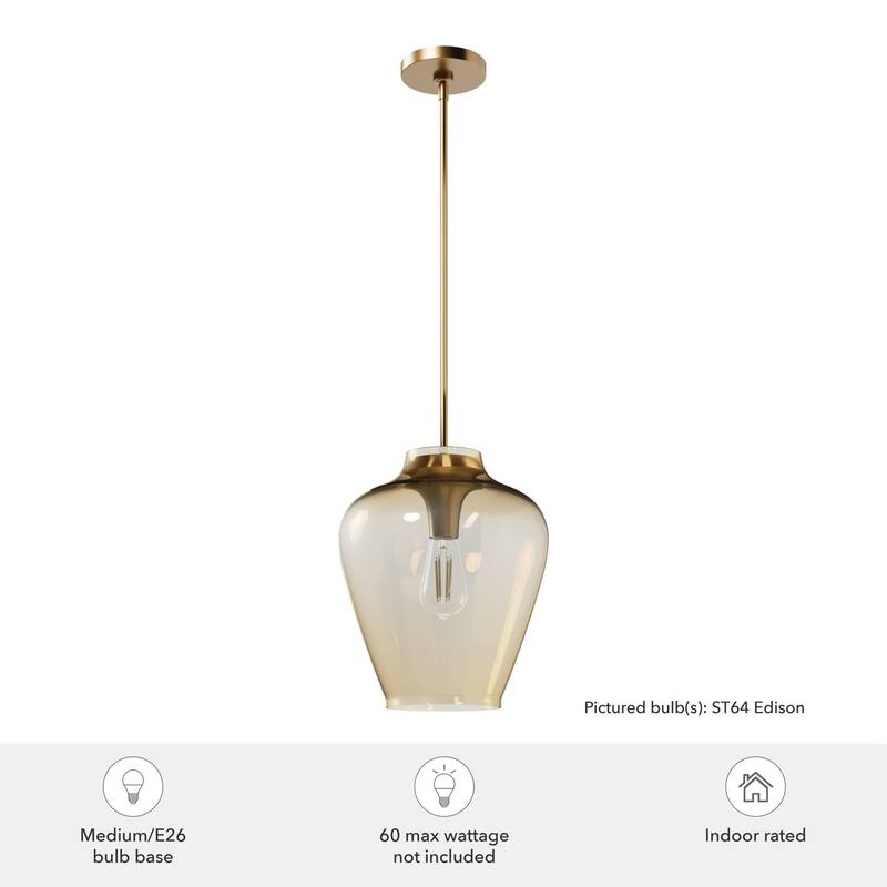 Hunter Vidria 12" 1-Light Pendant - Kitchen Island, Dining Room, Entry - Contemporary, Transitional