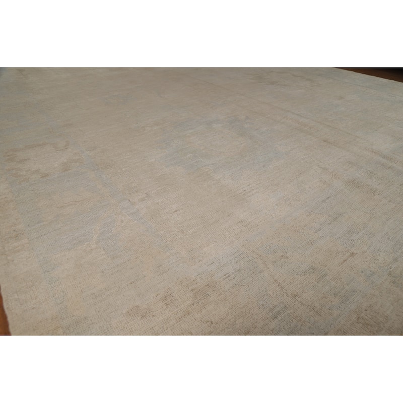 Vegetable Dye Oushak Turkish Area Rug Handmade Oriental Wool Carpet - 9'0"x 11'10" - 9'0"x 11'10" - Ivory/Beige