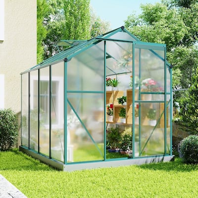 Outdoor Aluminum Greenhouse with 2 Windows, Base and Sliding Door