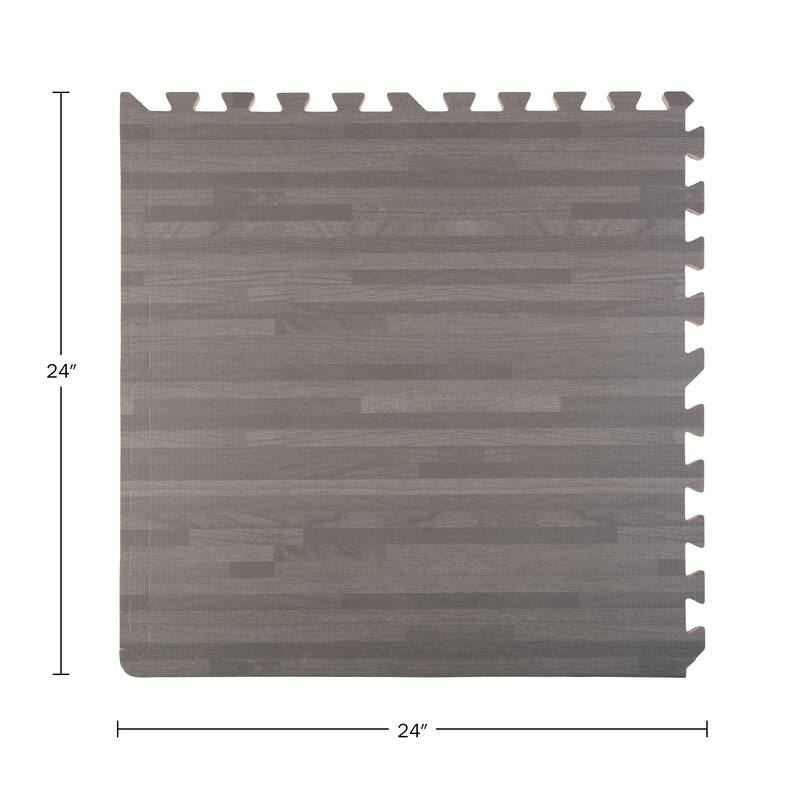 Stalwart EVA Foam Floor Tiles 12-Pack - 48 SQFT Woodgrain Puzzle Mats, Gray