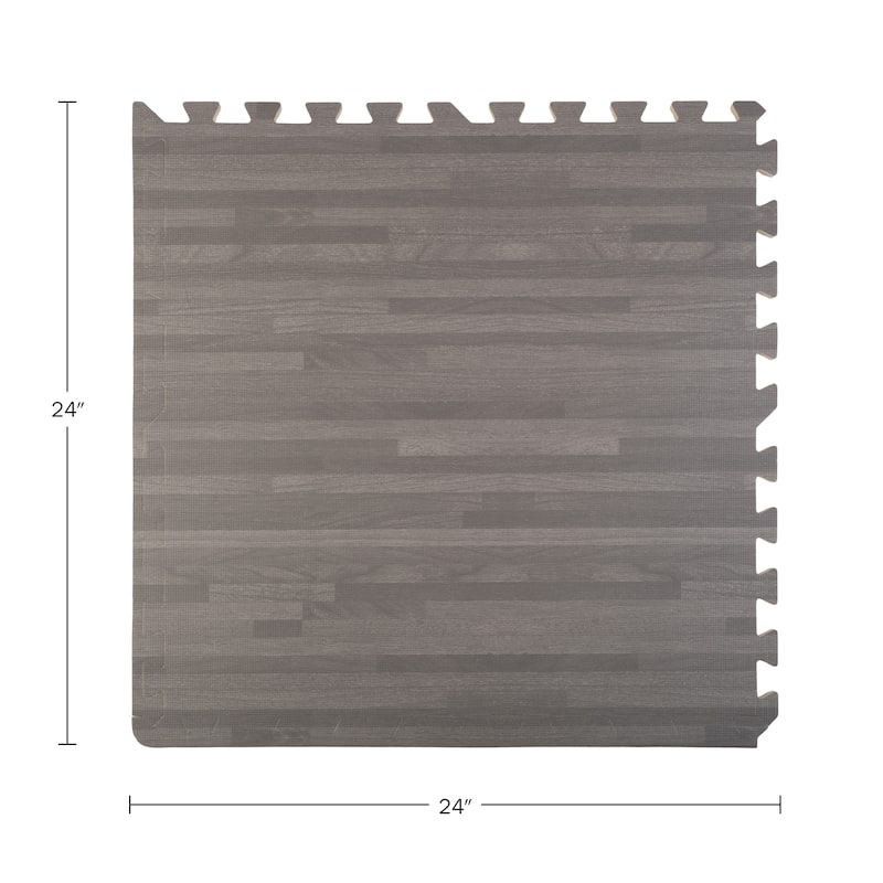 Stalwart EVA Foam Floor Tiles 6-Pack - 24 SQFT Woodgrain Puzzle Mats, Gray