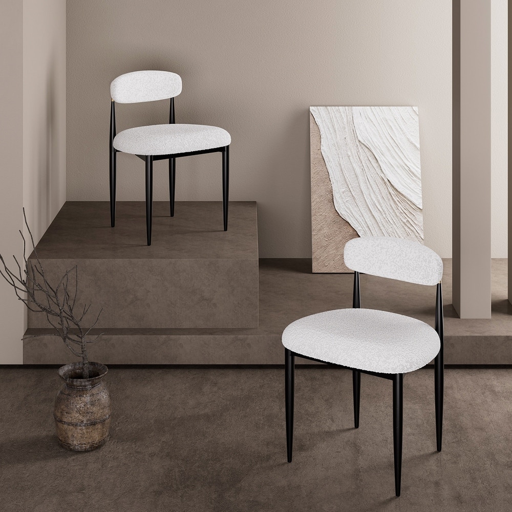 Morden Fort Modern Boucle Armless Dining Chairs (Set of 2)