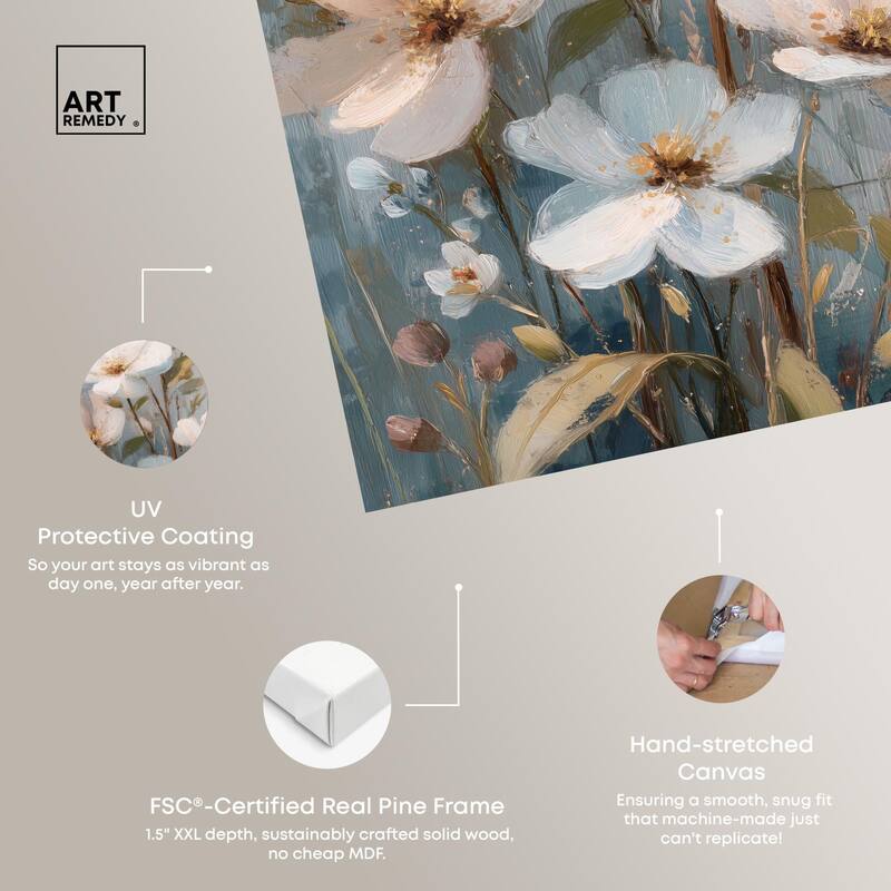 Vintage White Meadow Canvas by Art Remedy, Gallery Wrapped